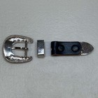 Vintage 3 Piece Belt Buckle Set Silver Engraved Floral Ranger Rope Border