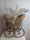 Vtg Victorian Style Baby Doll Carriage 24  Buggy Stroller Metal Wicker Wood