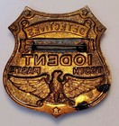 Vintage 1930 s Metal Detective Black   Blue Iodent Toothpaste Badge Pin