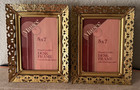 2 Vtg Filigree Gold Tone 5x7  Picture Frames Hollywood Regency By Magee Tabletop