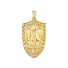 Saint Michael Shield Pendant Necklace In Gold  yellow rose white 