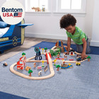 Wooden Rural Farm Train Set With 75 Pieces  Children s Toy Vehicle Playset  Gift