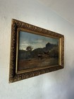 Antique 19th Century Landscape Impressionist Oil Painting Old Hudson River 1880s