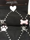 Juicy Couture Logo Heart        Paws Bones Dog Pet Towel Microfiber Black 27x44    Nwt