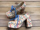 Vtg 70 s Women s Di Orsini Embroidered Floral Platform Disco Mod Shoes Sz 5 5
