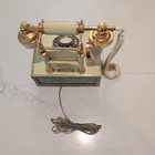 Vintage Deco-tel  Western  Electric French Provincial Cream Brass Rotary Phone