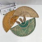 Hand-woven Straw Fan Decorative Handmade Semicircular Woven Fan Cooling Fan Gift