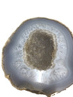 Polished Blue Banded Agate Geode Slice With Druzy Quartz Center Specimen