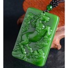 Natural Jewelry Statue Amulet Green Jade Pendant Jasper Horse