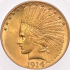 1914-s  10 Pcgs Au55 Ogh Gold Indian Head Eagle Ten Dollar