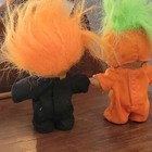 2 Vintage Halloween Russ Troll Dolls 4 5  Skeleton And Pumpkin