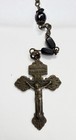 Vintage Catholic Black Bead Rosary Pardon Crucifix Religious Medal 17 3 