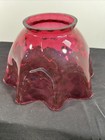 Vintage Cranberry Glass Shade Crinkle Top  4    Fitter