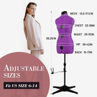 Dress Forms For Sewing  Purple Female Mannequin Adjustable Size 6-14  Pin Able M