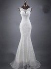 Sexy Mermaid Wedding Dresses White ivory Lace Sleeveless Bridal Gown Custom Size