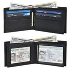 Rfid Blocking Black Genuine Leather Men s Bifold Wallet 2 Center Flap New