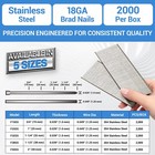 2000 Counts Meite 18 Gauge Stainless Steel Brad Nails 18ga Brad Nails