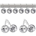 12 Pcs Bling Rhinestones Shower Curtain Hooks Bathroom Rolling Hooks  clear C   
