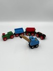 Vintage Brio Wooden Train Track Lot 28 Pieces W  Mobile Crane   Cargo Train