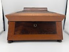 Antique Rosewood Tombstone Coffin Tea Caddy 1800s Project Inlay Contrasting
