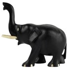 Hand Carved Wood Black Elephant  Vintage Sculpture Statue Figurine 4 75  Length