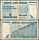 10 Zimbabwe 100 Billion Special Agro Cheque Banknote 2008  P-64 Used Coa 