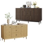 Sideboard Buffet Cabinet With Storage 60   Walnut Fluted Credenza Console Table