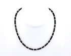 14k Solid Gold Black Onyx Heishi Necklace  Sleek Unisex Choker  Men s Jewelry