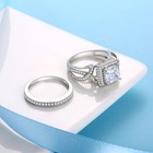Princess Cut Cz Halo Bridal Wedding Ring Set Sterling Silver Engagement Rings