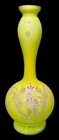 Antique Victorian Barber Bottle Rare Yellow Green Cadmium Glow Enameled Floral