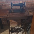 Singer Antique Original Treadle Sewing Machine With Cabinet Pre-1930 Antique