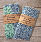 Handmade Crochet Washcloths Wash Cloth Spa Bath Reusable Hydrangea Blue  1 Set