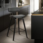 Armen Living Fox 25 5 Counter Height Grey Faux Leather And Black Wood