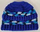Messy Bun Ponytail Beanie Women s Medium Crocheted Royal Blue W variegated Blue