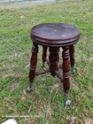 Antique Kids Child Wood Piano Organ Stool Glass Claw Ball Feet Children Rare