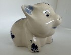 Vtg Piggy Bank Delft Blue White Ceramic Hand Painted Pig Holland Windmill Gift