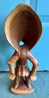 Vintage African Folk Art Wooden Figure - Whimsical Shouting Male Statue 13 5   