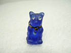 Antique Cracker Jack Czech Cobalt Blue Glass French Bulldog W  Collar Charm