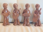 Vintage 70 s Carved Wooden Boys Band Sculpure Figurines Orchestra Set Of 4