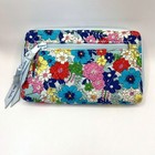 Vera Bradley Quilted Turnlock Zip Wallet Blue Multicolor Far Out Floral Rfid