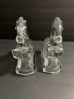 Vintage Le Smith Clear Rearing Horse Bookends Pair Heavy Glass  