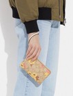 Nwt Coach C1856 Corner Zip Wristlet In Signature  Canvas Leather With Floral 
