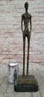 Bronze Standing Tall Man Gia Stick Figurine Marble Base Deco Sculpture Statue