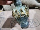 Old Bronze Relief Carved Gilded Eight Immortals Vase from Chinese Folk Collectio