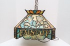 Vtg Falstaff Beer Hanging Pendant Light Chandelier Stained Glass Style Man Cave