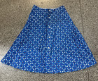 Vintage 70s Novelty Print Circle Skirt Blue Red Whale Print Retro Twee Preppy M