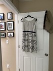 Boden Womens Beige blue Striped Tank A-line Scoop Neck Zip Knee Dress Us 8