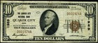 Quaker City Oh-ohio  10 1929 T-1 National Bank Note Ch  1989 Quaker City Nb Vf