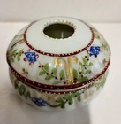 Antique Victorian Era Porcelain Hair Receiver  Flowers Enameled  Japan 