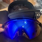 Oakley Kato Cycling Sunglasses Blue Mirrored Shield Lens Black Frame